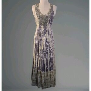 Peruvian Connection Womens Maxi dress Sleeveless Tie Dye Boho Fairy Grunge Sz 6